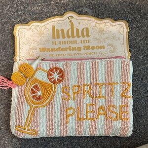 India Handmade Wandering Moon Beaded Pouch with Spritz Please Design